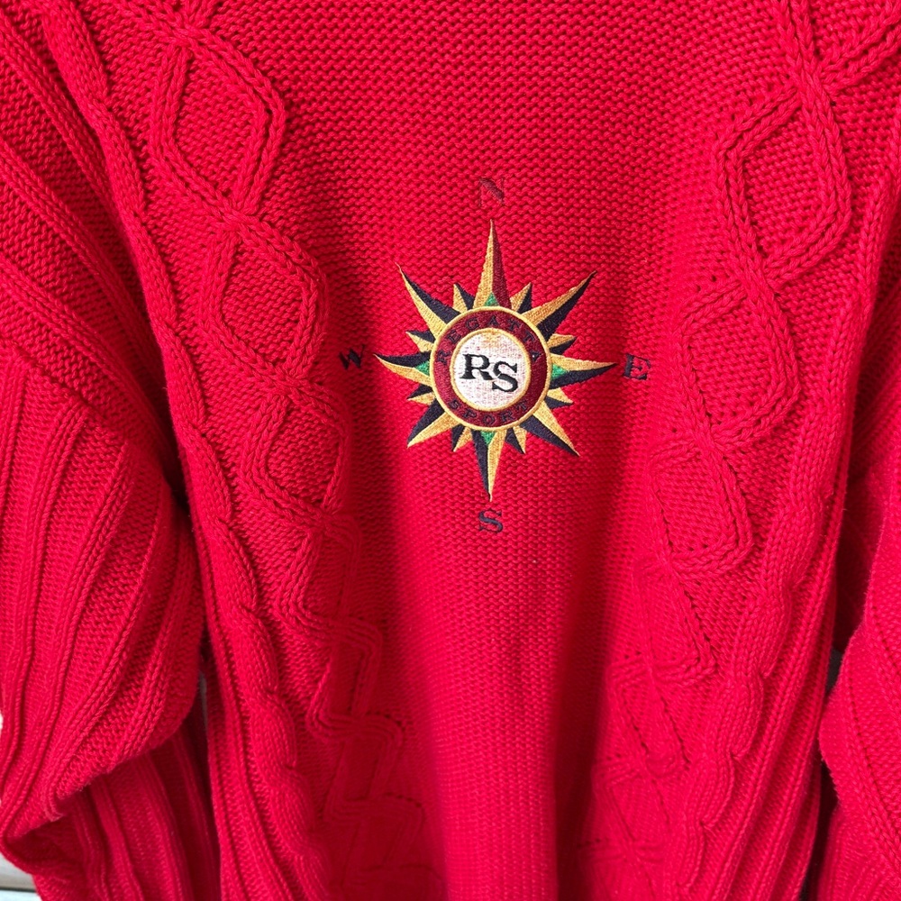 Vintage Nautical cable knit deep red sweater, crew neck by Regatta Sport size XL - Picture 3 of 10